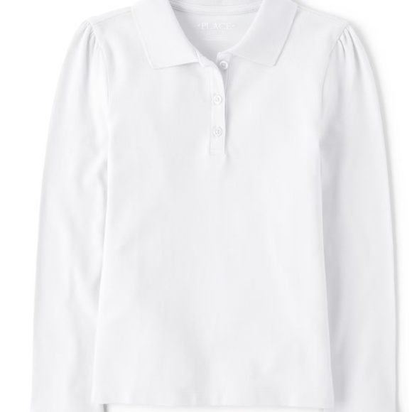 The Children's Place Girls Uniform Pique White Long Sleeve Polo Size Large 10/12 - Picture 8 of 8